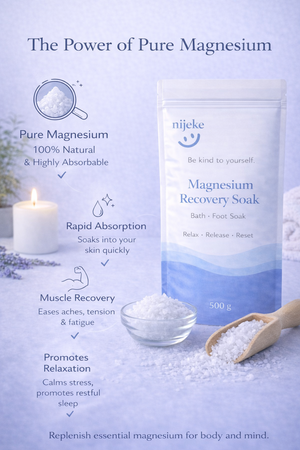 Nijeke Magnesium Recovery Soak — For pain, relaxation,swelling of feet and body | Minerals from the Himalayas
