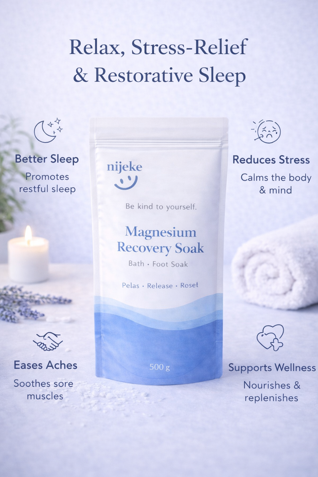 Nijeke Magnesium Recovery Soak — For pain, relaxation,swelling of feet and body | Minerals from the Himalayas