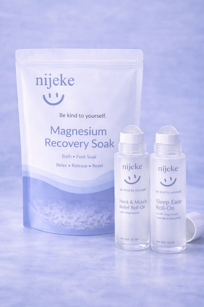 Relaxation for Stress, anxiety relief and foot recovery| foot pain relief with Recovery Soak and Roll on for neck combo for stress relief and deep sleep | Magnesium therapy and Essential Oils