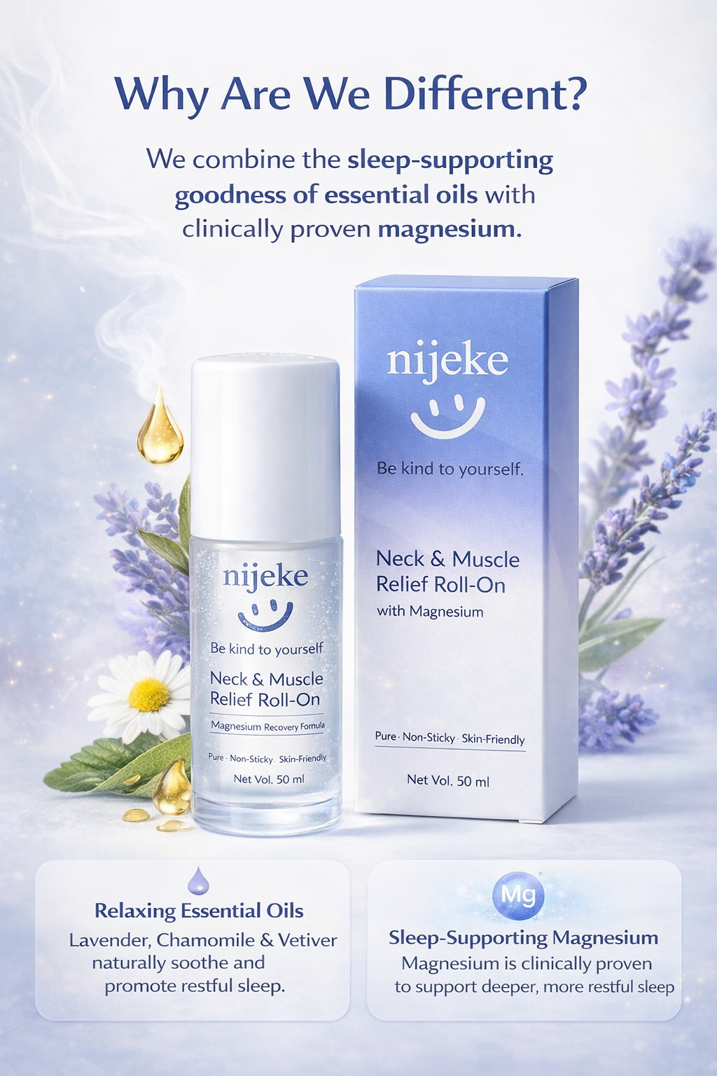 Magnesium Recovery Roll-On by nijeke | Roll , Relax and Sleep| Blend of essential oils and magnesium