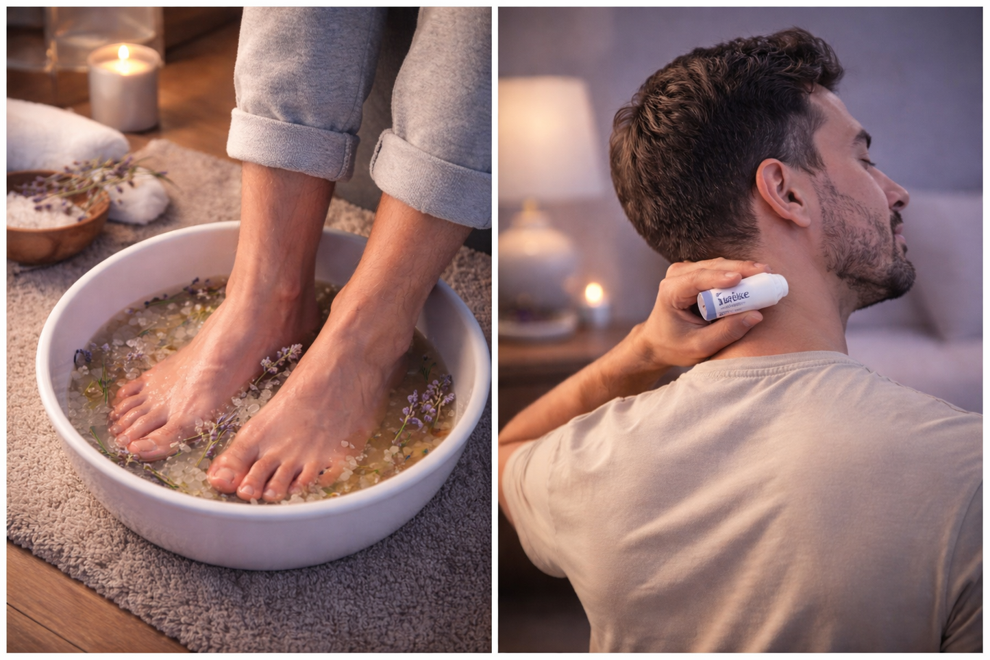 Relaxation for Stress, anxiety relief and foot recovery| foot pain relief with Recovery Soak and Roll on for neck combo for stress relief and deep sleep | Magnesium therapy and Essential Oils