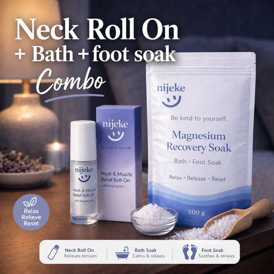 Relaxation for Stress, anxiety relief and foot recovery| foot pain relief with Recovery Soak and Roll on for neck combo for stress relief and deep sleep | Magnesium therapy and Essential Oils
