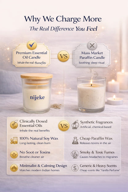 Nijeke Magic Candle - Real essential oils Lavender + Cedarwood | Stress Relief,Relaxation and better sleep |